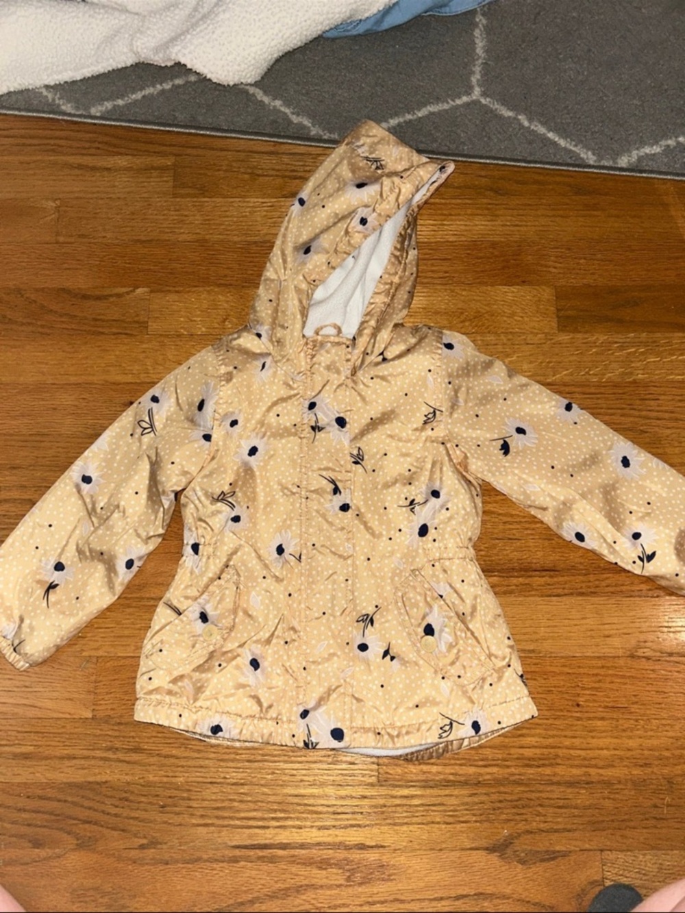 Girls' Hooded Anorak Jacket in Light yellow  Floral